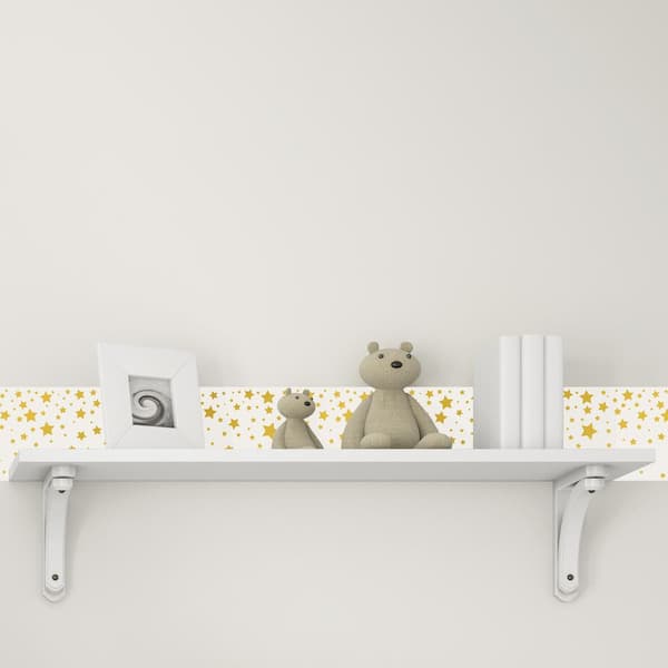 Falling Stars Grey & Metallic Gold Wallpaper Border