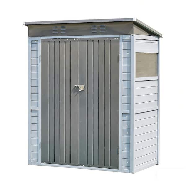 5 ft. W x 3 ft. D Wood Storage Shed with Lockable Double Doors, Vent Windows and Metal Roof 15 sq. ft.