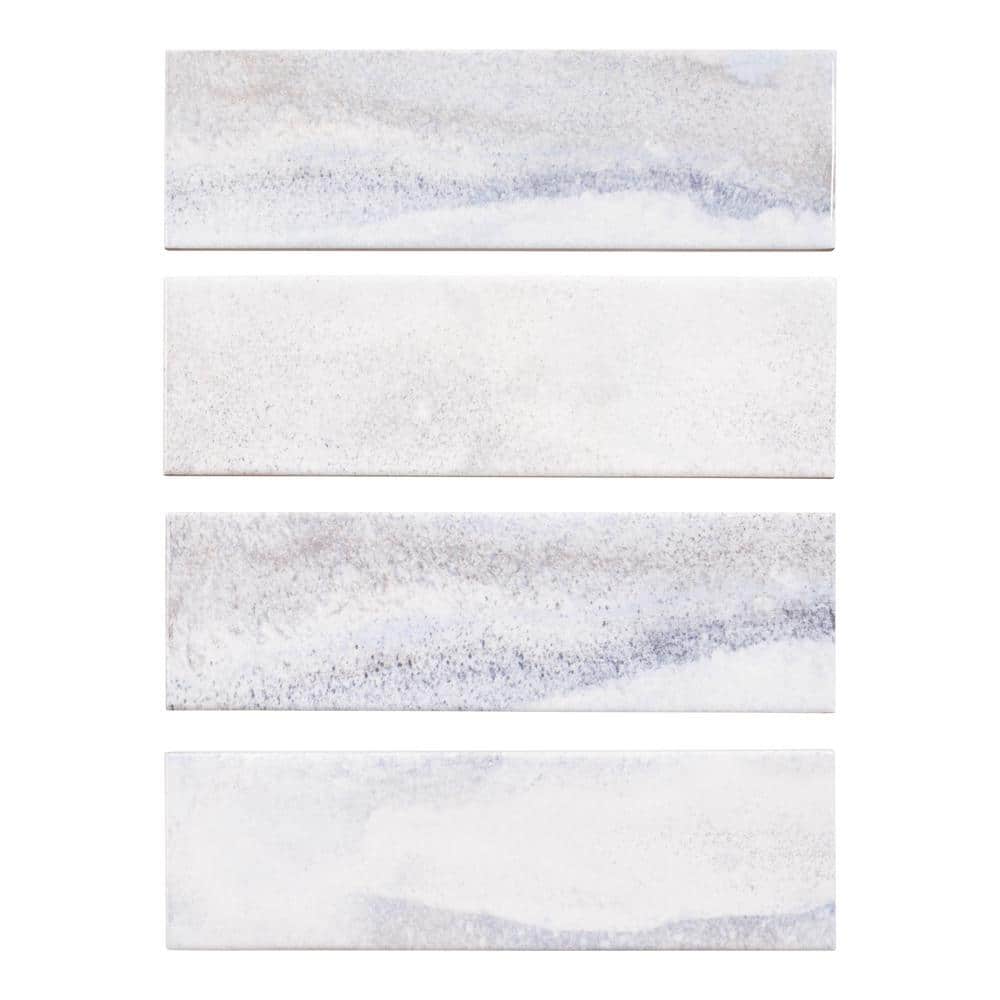 Splendor Polar Beige 3-in. x 10-in. Subway Stone Look Glossy Porcelain Wall