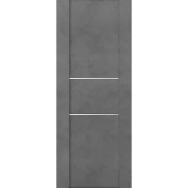 Belldinni Vona 01 2H 18 in. W x 80 in. H x 1-3/4 in. D 1-Panel Solid Core Dark Urban Prefinished Wood Interior Door Slab, Dark Gray/Dark Urban