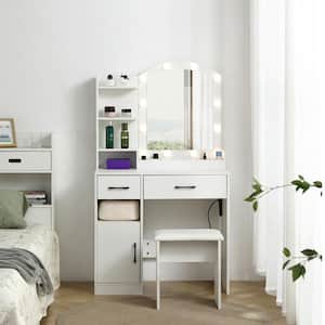 Antique White 3-Drawer 33.00 in. Wide Dresser with Mirror