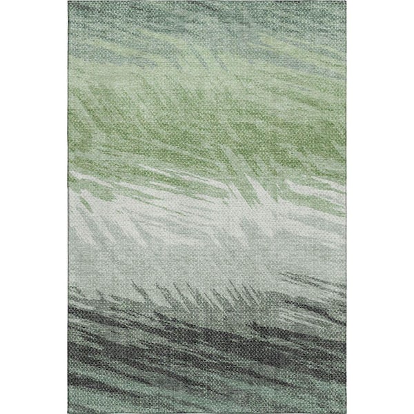 Mayfield Premium Machine Washable Abstract AMF2272 Green 3 ft. x 4 ft. Area Rug