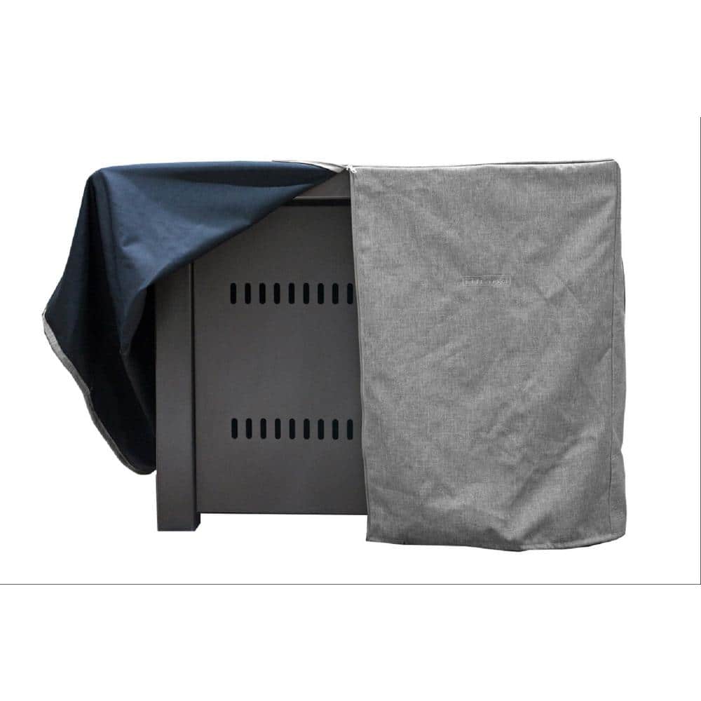 Gray Polyester Square Fire Pit Cover with Zipper