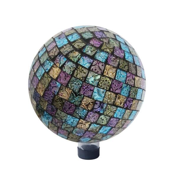 Alpine Corporation 10 in. Purple/ Blue/Yellow Mosaic Gazing Globe