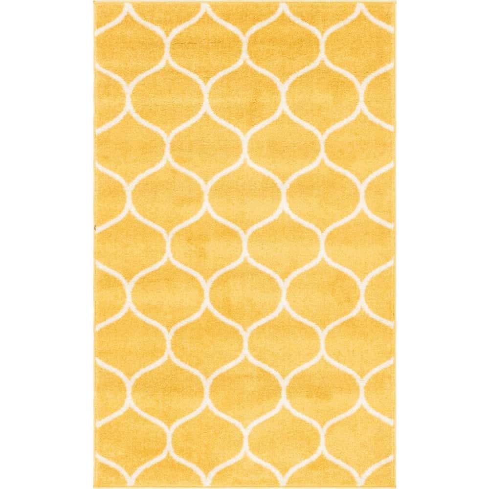 Trellis Frieze Rounded Yellow 3 ft. 3 in. x 5 ft. 3 in. Area Rug price history on PriceWatchPro