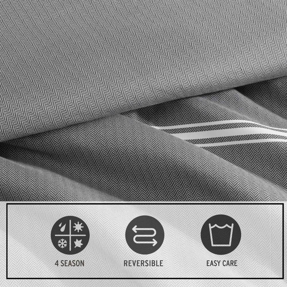 Gray Twin Microfiber Reversible Bedding Set