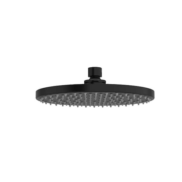 1-Spray 8 in. Single Ceiling Mount Fixed Rain Shower Head in Black