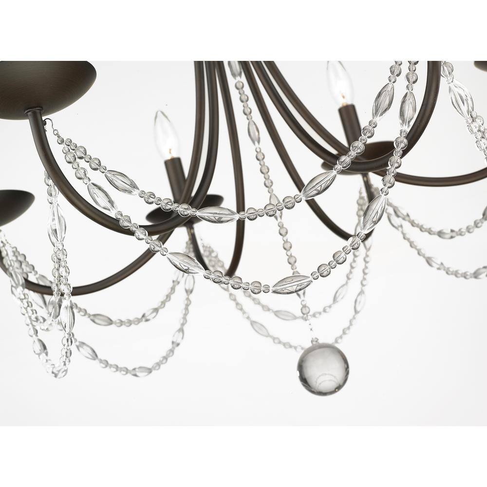Mirabella 6-Light Rubbed Bronze and Crystal Chandelier