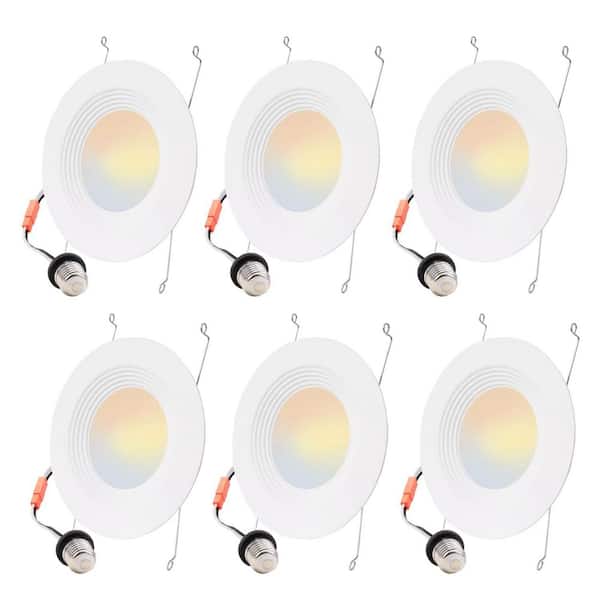 6 in. 120-277V E26 Integrated LED Recessed Trim Light 1050 LM Adjustable CCT IC Rated Dimmable Wet Rated (6-Piece)