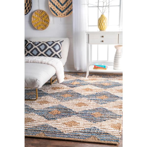 Marla Striped Farmhouse Jute Off White 5 ft. x 8 ft. Area Rug
