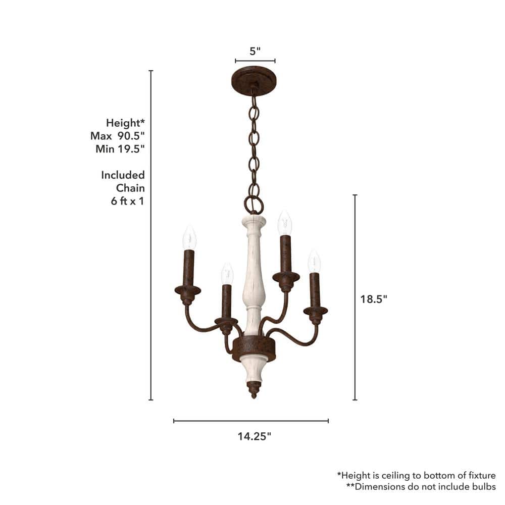Teren Distressed White Mini Chandelier with Rustic Elegance