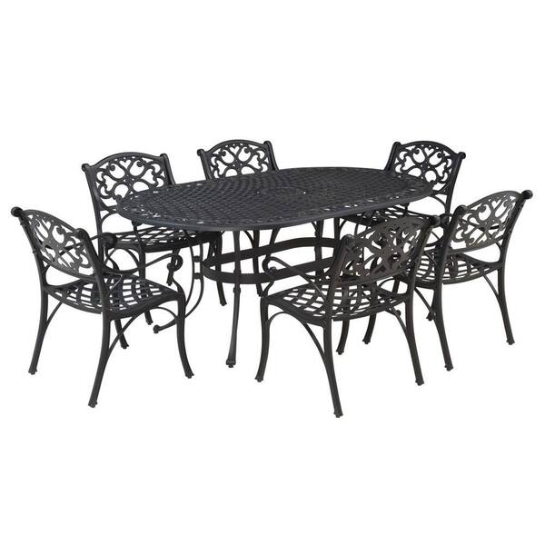 7 Piece Patio Dining Set, Black And White Patio Furniture Home Depot