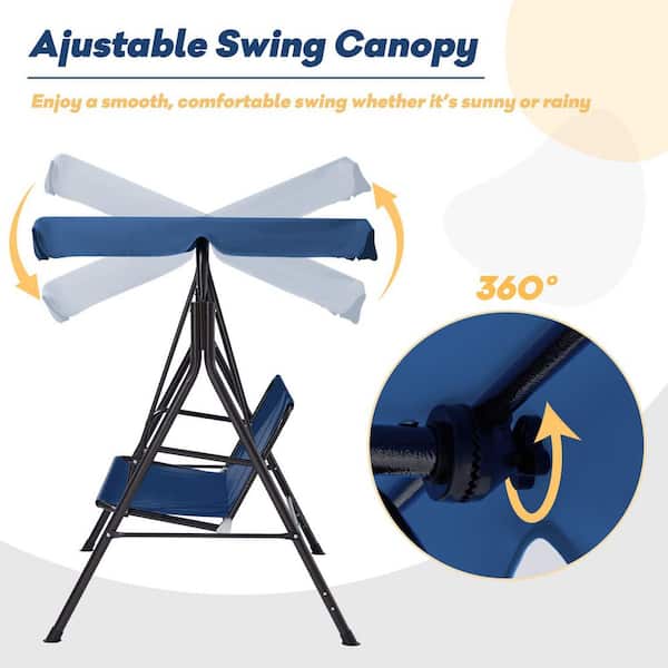 Tenleaf 2-Person Metal Patio Swing with Adjustable Canopy Tenleaf 2-Person Metal Patio Swing with Adjustable Canopy