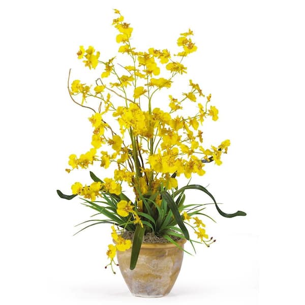 Nearly Natural 26 in. Artificial Dancing Lady Silk Orchid Flower Arrangement