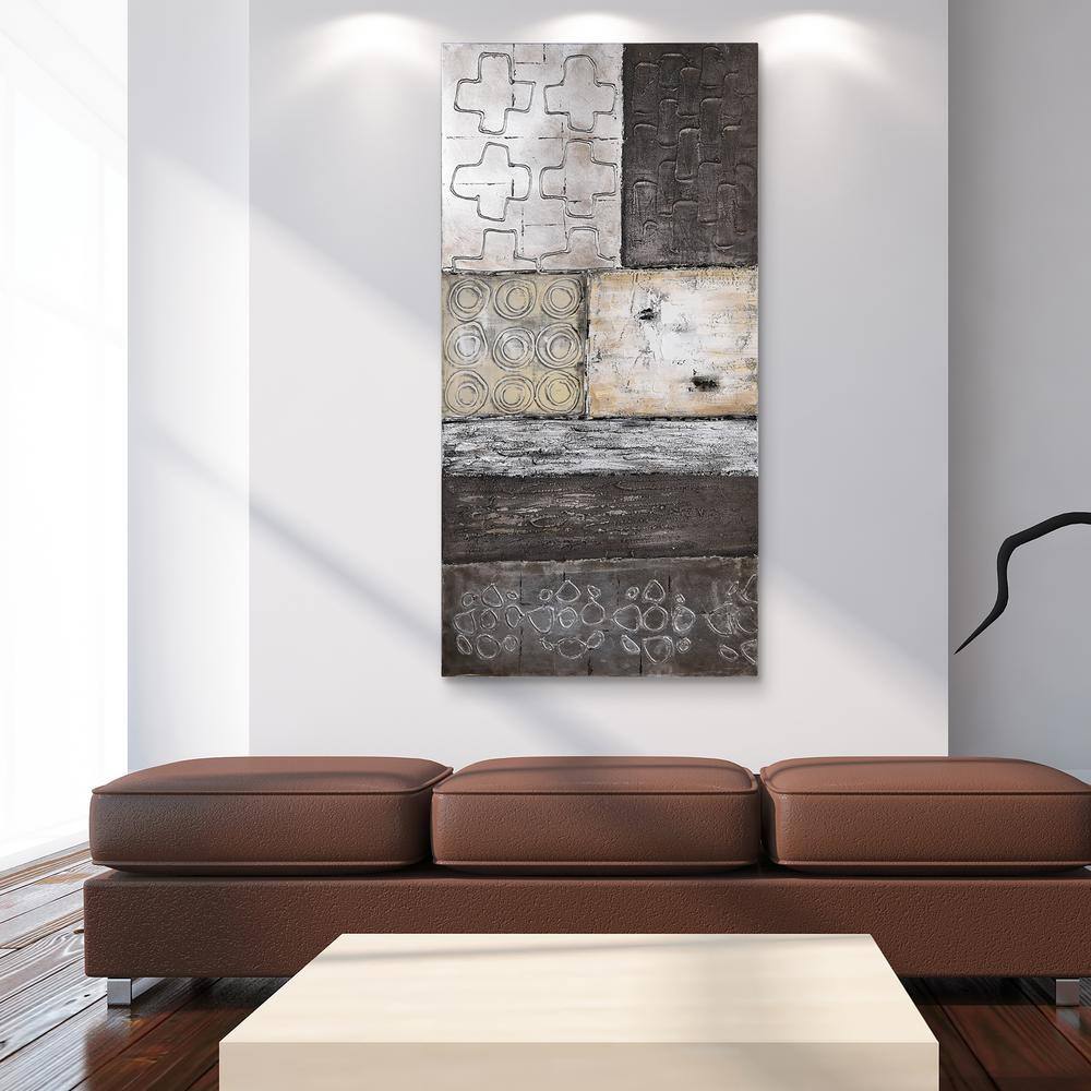 Large Gray and Brown Abstract Oil Canvas Artwork