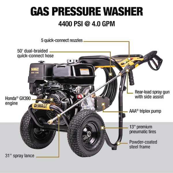 4400 PSI 4.0 GPM Gas Pressure Washer with Honda GX390 Engine, Heavy-Duty Commercial Cold Water Power Washer
