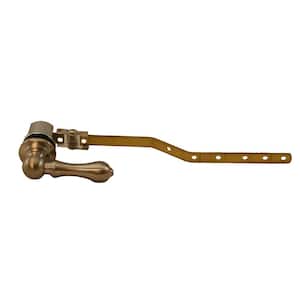 Universal Toilet Tank Lever for Front or Side Mount with 8 in. Adjustable Brass Arm and Brass Handle in Brushed Nickel