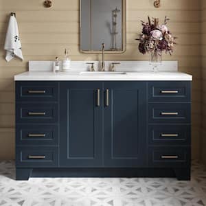 Taylor 60.25 in. W x 22 in. D x 36 in. H Single Sink Freestanding Bath Vanity in Midnight Blue with Carrara Quartz Top