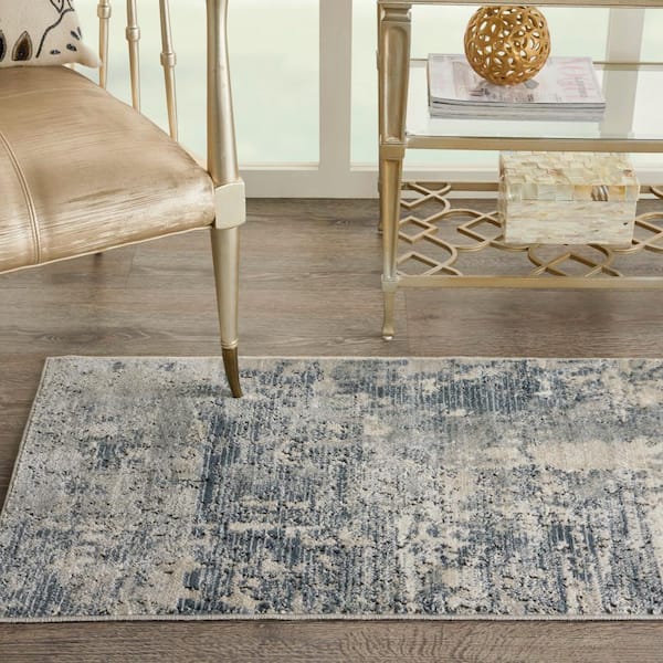 Concerto Grey/Beige doormat 2 ft. x 4 ft. Contemporary Border Area Rug