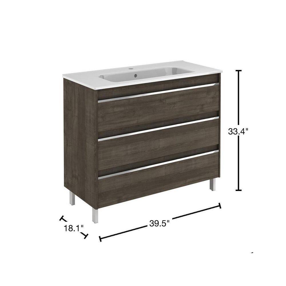 Samara Ash 40" Freestanding Single Vanity with Ceramic Sink