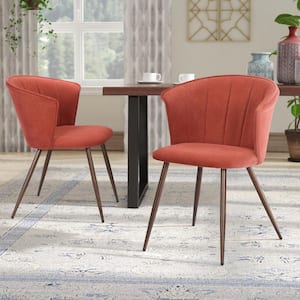 Doncic Red Peppery Fabric Upholstered Side Dining Chairs (Set of 2)