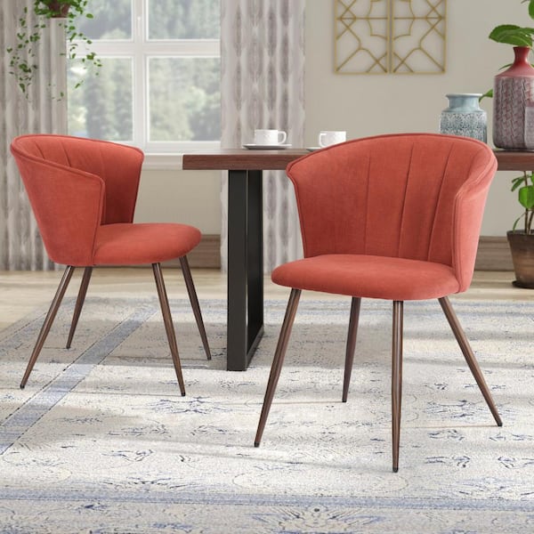 Homy Casa Doncic Red Peppery Fabric Upholstered Side Dining Chairs (Set of 2)