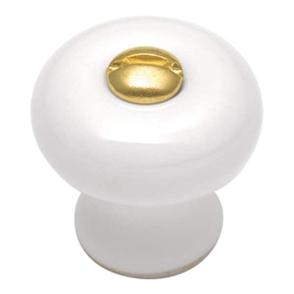 HICKORY HARDWARE English Cozy 7/8 in. White Cabinet Knob