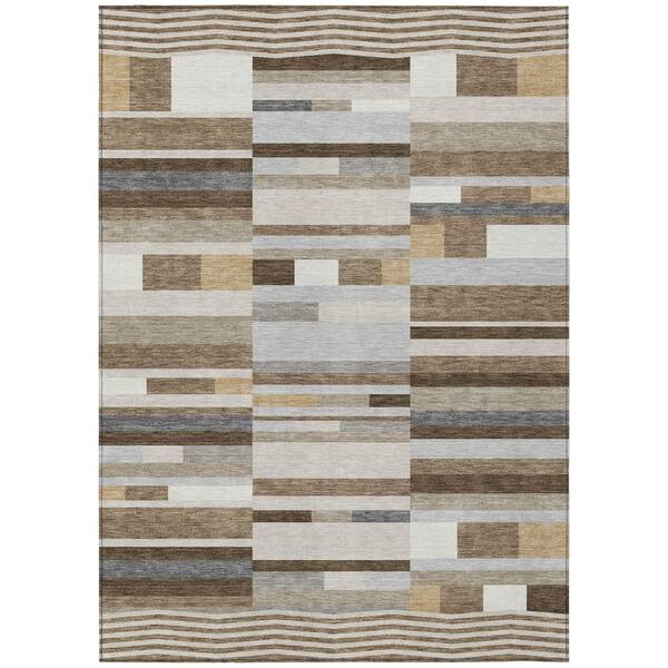 Chantille Machine Washable Indoor/Outdoor Abstract ACN2820 Mocha 10 ft. x 14 ft. Area Rug