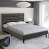PRIMO INTERNATIONAL Roncy Dark Grey Upholstered Full Platform Bed Frame ...