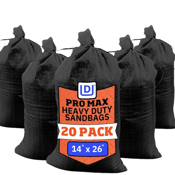 14 in. x 26 in. Black Pro Max Extra UV Flood Barrier Sand Bags with Tie Strings (20-Pack)