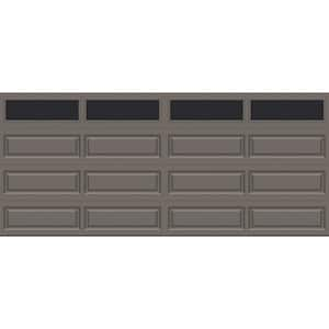 Classic Steel Long Panel 16 ft. x 7 ft. Insulated 6.5 R-Value Bronze Garage Door with windows