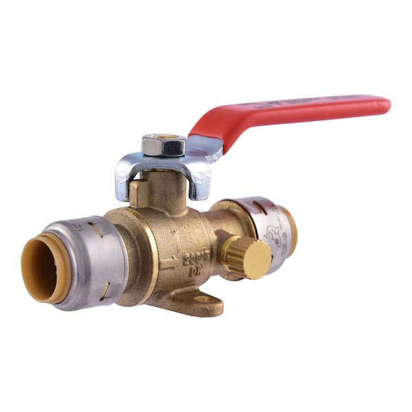SharkBite Max 1/2 in. Brass Push-to-Connect Ball Valve with Drain and Drop Ear