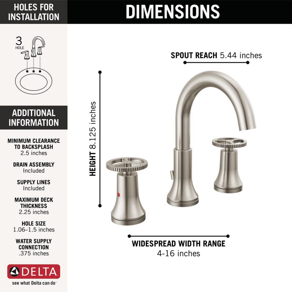 Stainless Steel Modern Widespread Bathroom Faucet with Brass Handles