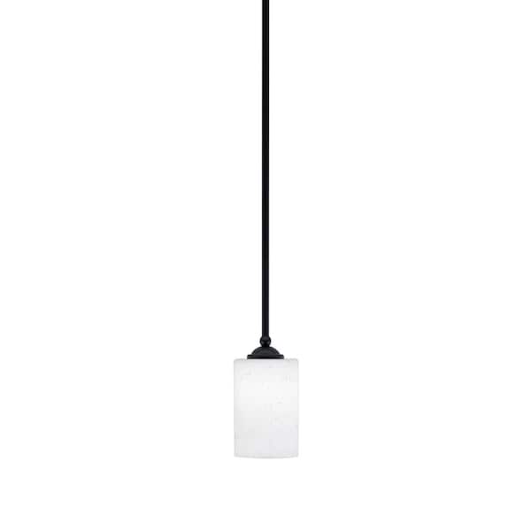 Unbranded Clevelend 100-Watt 1-Light Black Pendant Mini Pendant Light with White Muslin Glass Shade Light Bulb Not Included