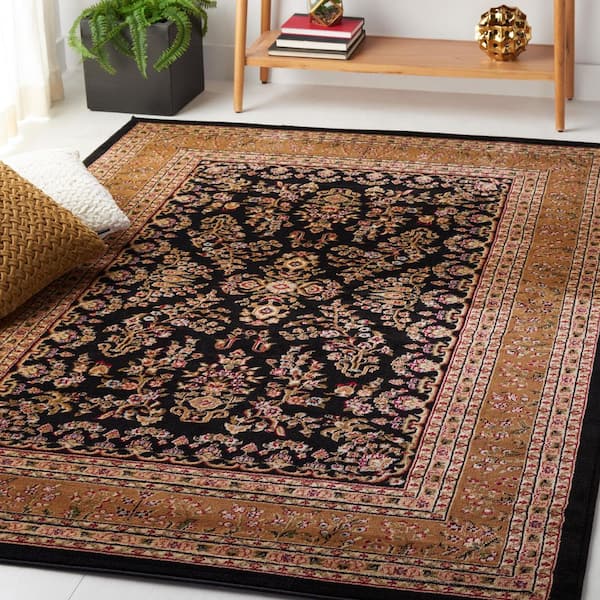 Lyndhurst Black/Tan 8 ft. x 11 ft. Border Area Rug