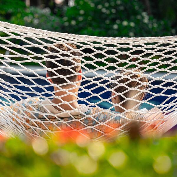 Angel Sar 12 ft. 2-Person Hand Woven Cotton Double Rope Hammock