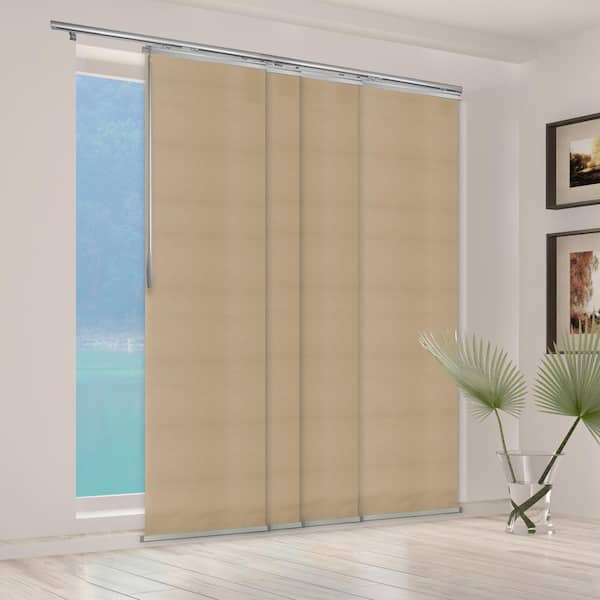 EMOH Ivoreen 48 in. - 88 in. W x 94 in. L Adjustable 4- Panel White Single Rail Panel Track with 23.5 in. Slates