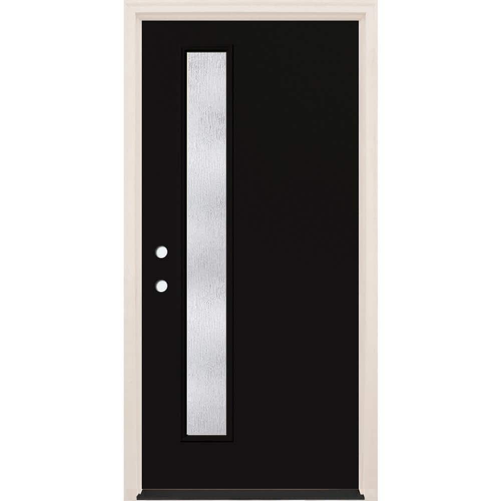 36 in. x 80 in. Right-Hand/Inswing 1-Lite Rain Glass Onyx Painted Fiberglass Prehung Front Door w/4-9/16 in. Frame price history on PriceWatchPro