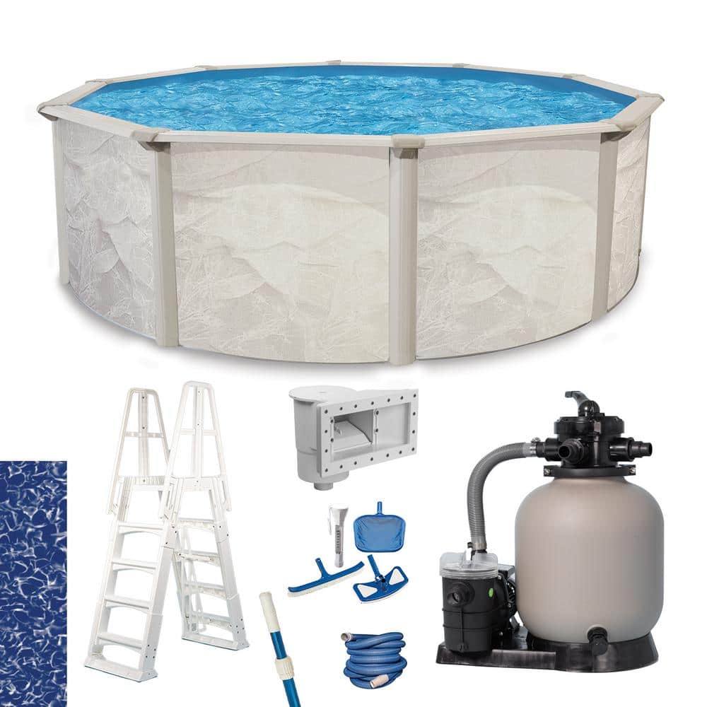 Aquarian Independence 21 ft. Round 52 in. D Metal Wall Above Ground Hard Side Swimming Pool Package PURB2152HD5