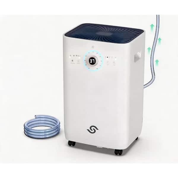 150 pt. 8,500 sq. ft. Dehumidifier with Built-In Pump, Dust Removal, Auto Defrost, Intelligent Humidity Control in White