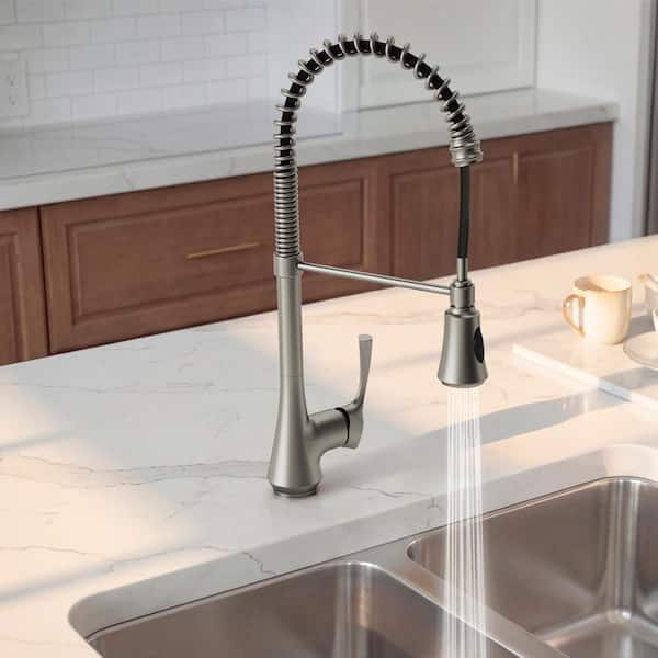 Single-Handle Pull-Down Sprayer Kitchen Faucet 22.5 in. H with 360° Spout Swivel in Stainless Steel