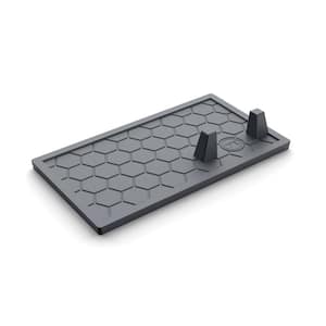 9.5 in. x 6 in. Silicone Grill Mat Utensil Holder with Tong Station