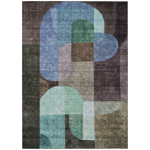 Chantille Machine Washable Indoor/Outdoor Abstract ACN1122 Brown 2 ft. 6 in. x 3 ft. 10 in. Area Rug