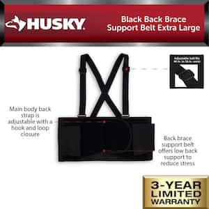 Black Work Back Brace Support Belt Extra-Large (2-Pack)