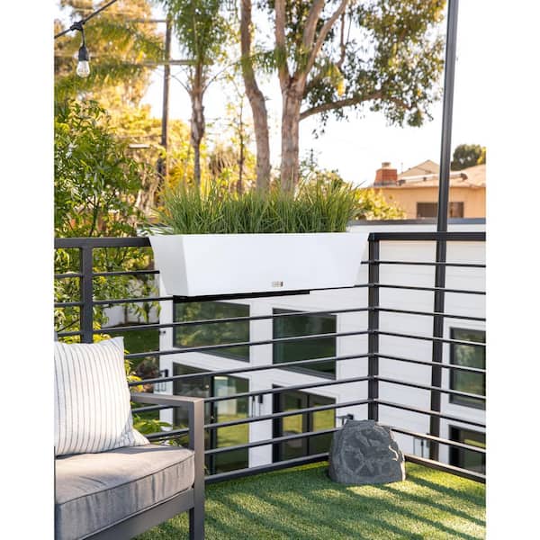 36 in. x 10 in. White Plastic Railing Window Box