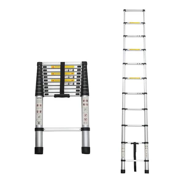 10.5 ft. Reach Height Multi-Purpose Portable Aluminum Telescopic Extension Ladder, Heavy Duty 300 lbs. Load
