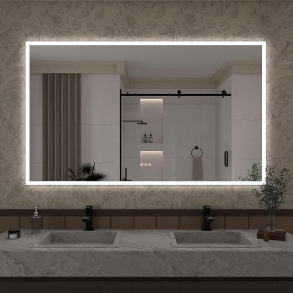 Haru 60 in. W x 36 in. H Rectangular Frameless LED Wall Bathroom Vanity Mirror