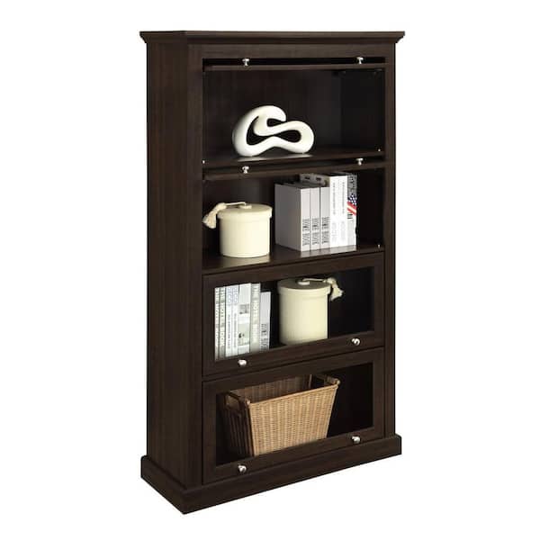 Ameriwood 60 In Espresso Wood 4 Shelf, Sauder Barrister Bookcase 4 Glass Door