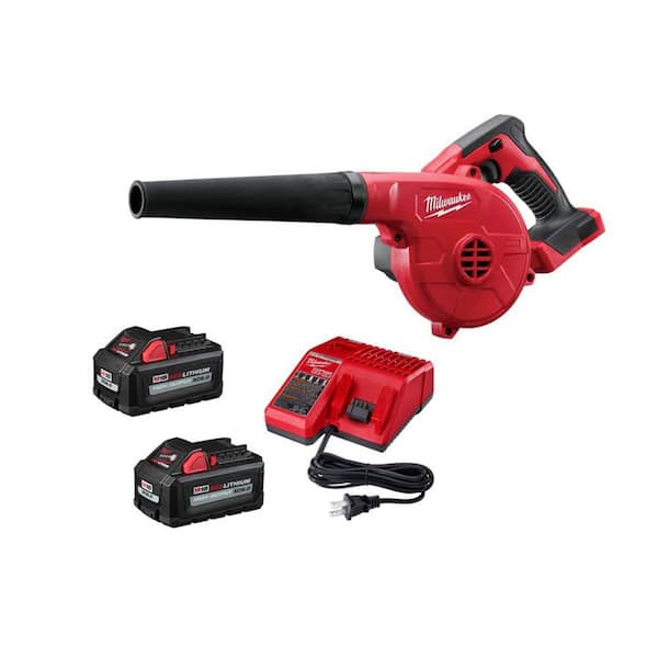M18 18V Lithium-Ion Cordless Compact Blower w/ Two 6.0 Ah Battery and Charger