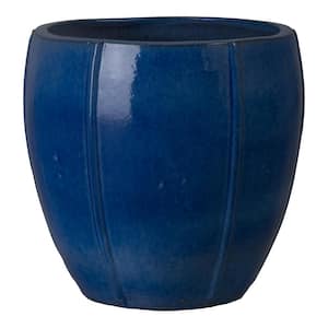 21 in. L x 20 in. H Blue Snow Ceramic Round Planter